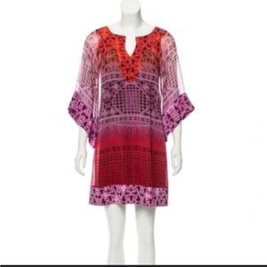 Diane von Furstenberg Tabalah Indian Temple Silk Tunic Shift Dress 4 Bohemian